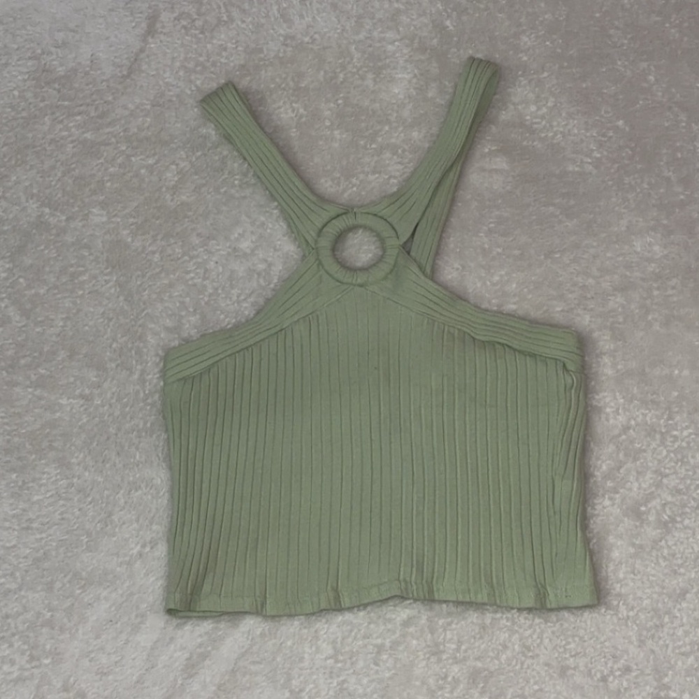 Green Halter Neck Crop Top
